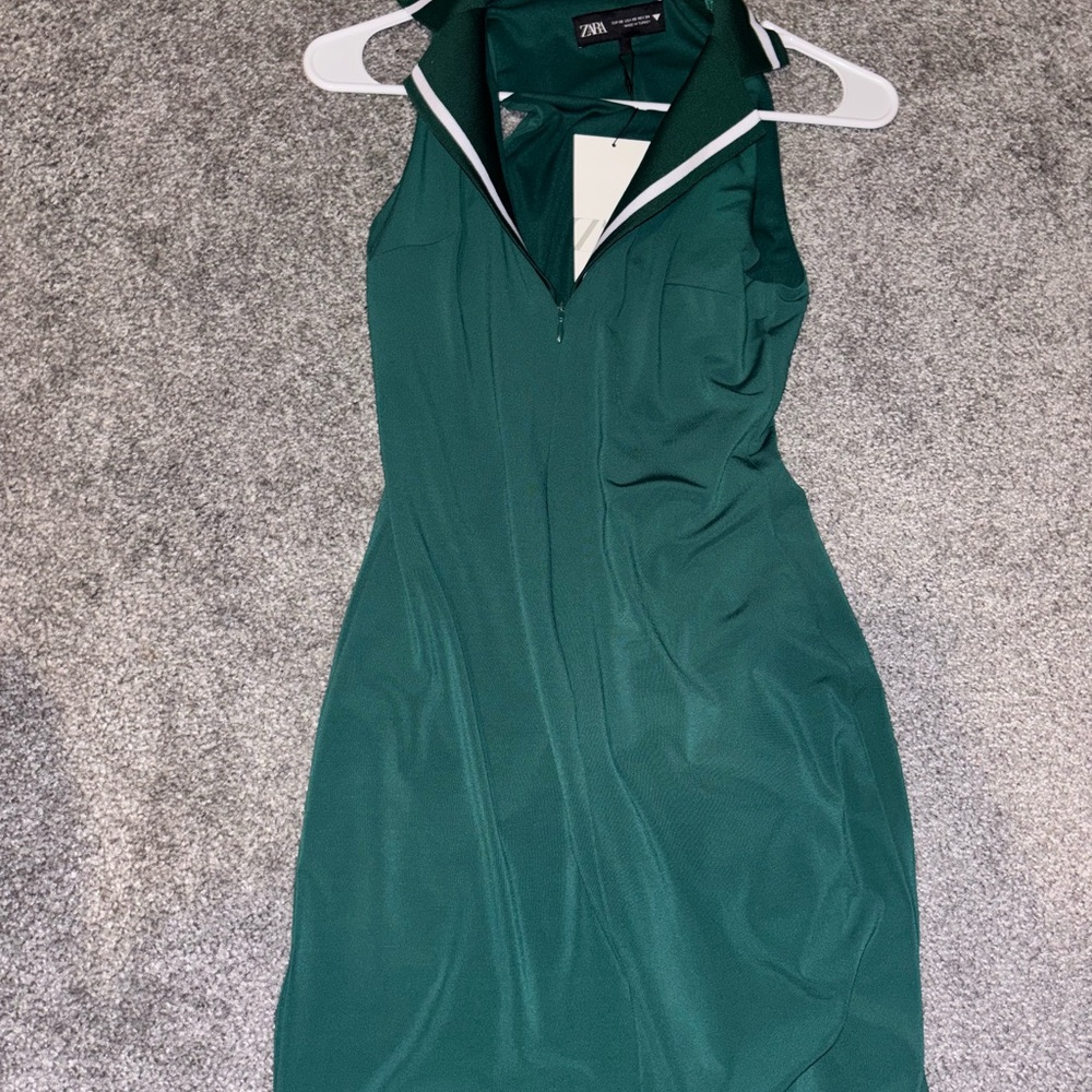 Zara Green Halter Sheath Midi Dress